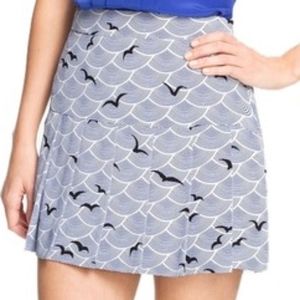 Kate Spade Blue and White NY Silk Pleated Skirt